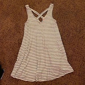Black and white striped throwover dress
